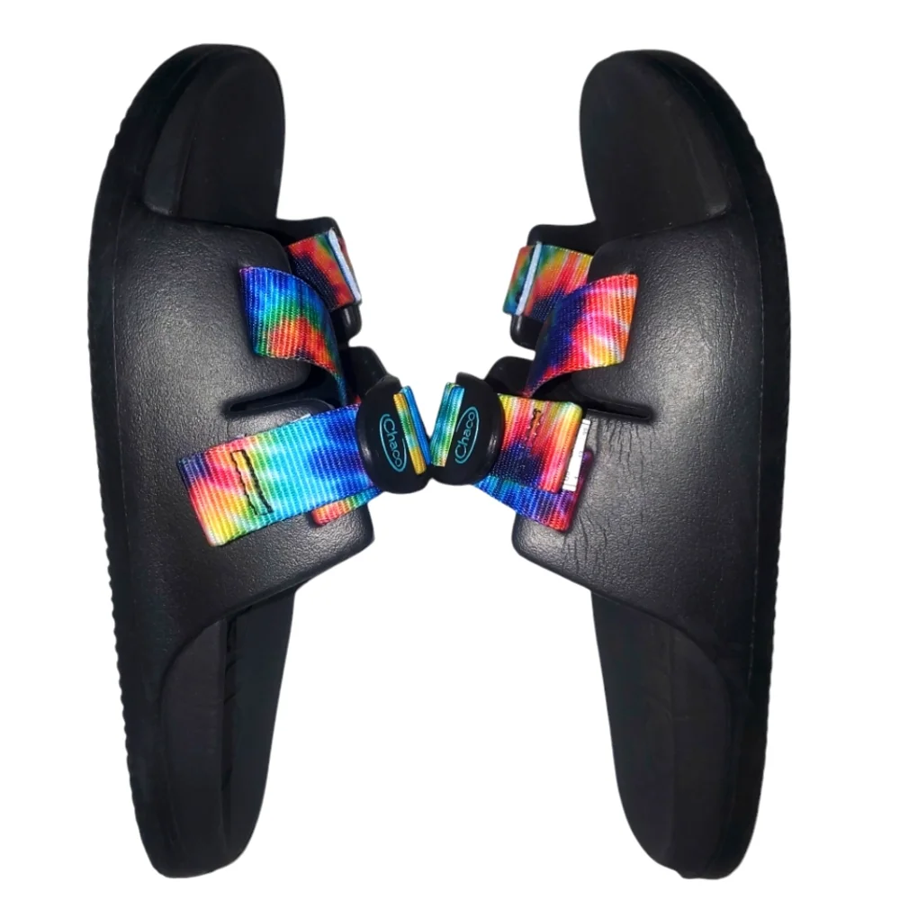 🔥CHACO Chillo Rainbow Tie Dye Strappy Slide-on Sandals Kids-Juniors SZ 1 Unisex